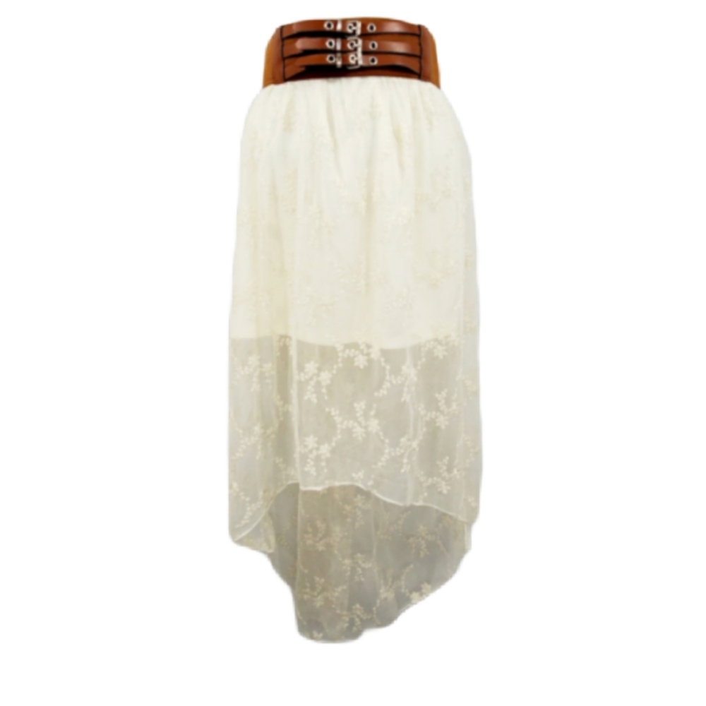 Boho Floral Lace Asymmetrical Skirt Sz M